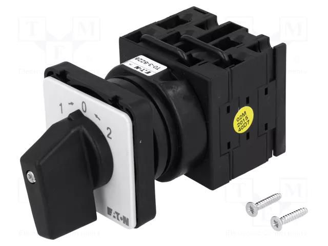 Switch: reversing cam switch; Stabl.pos: 1; 20A; 1->0<-2; Poles: 3 EATON ELECTRIC T0-3-8228/E