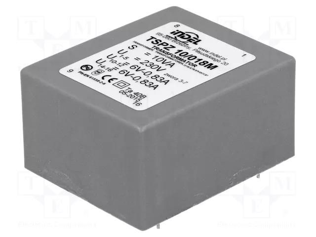 Transformer: encapsulated; 10VA; 230VAC; 6V; 6V; 830mA; 830mA; PCB INDEL TSPZ10/2X6V