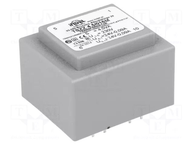 Transformer: encapsulated; 4.5VA; 230VAC; 24V; 24V; 90mA; 90mA; PCB INDEL TSZZ4/2X24V