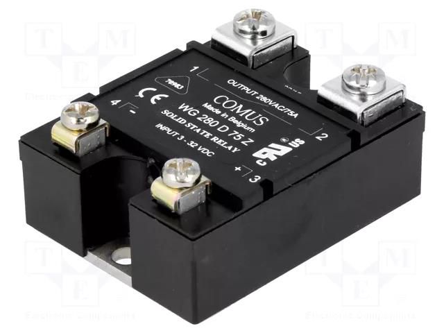 Relay: solid state; Ucntrl: 3÷32VDC; 75A; 24÷280VAC; WG280; 1-phase COMUS WG280-D75Z