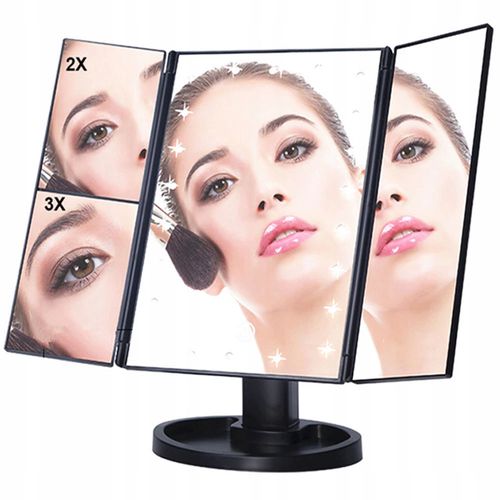 Extralink | Makeup mirror | with magnification, black, extendable, illuminated, with stand, EXTRALINK EX.23803 5907207223803