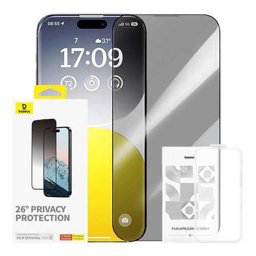 Privacy Protection Tempered Glass Baseus Diamond iPhone 15 Pro Max, Baseus P60057405203-03