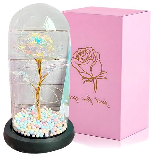 EXTRALINK HOME WIECZNA RÓŻA W SZKLE ŚWIECĄCA LED RÓŻOWA W-861, EXTRALINK EX.24183 5907207224183