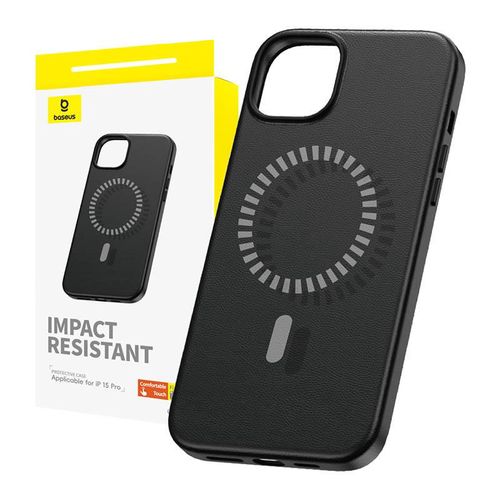 Magnetic Phone Case for iPhone 15 Pro Baseus Fauxther Series (Black), Baseus P60157305113-01