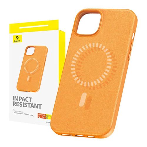 Magnetic Phone Case for iPhone 15 ProMax Baseus Fauxther Series (Orange), Baseus P60157305713-03