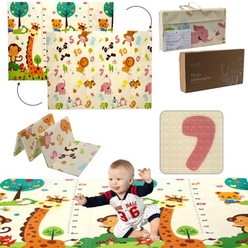 Extralink Double-Sided Educational Play Mat, 150x200 cm, Foldable Animals-Numbers + Bag, EXTRALINK EX.27894 5907207227894