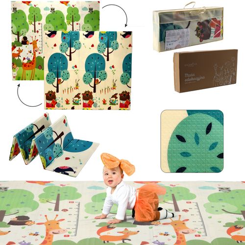 Extralink Reversible Educational Play Mat, 180x200x1 cm Foldable Animals-Trees + Bag, EXTRALINK EX.27924 5907207227924