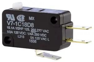 MICROSWITCH, SPDT, PLUNGER, 15.1A/277VAC V7-1C18D8