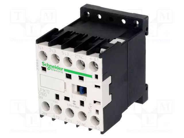 Contactor: 3-pole; NO x3; Auxiliary contacts: NC; 24VDC; 12A; 690V SCHNEIDER ELECTRIC LP1K1201BD