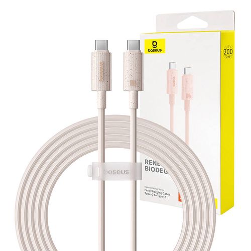 Fast Charging cable Baseus USB-C to USB-C Habitat Series 2m 100W (pink), Baseus P10360202421-01