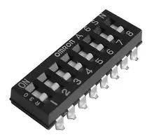 DIP SW, SPST, 0.025A, 25VDC, 8POS, SMD A6SN-8104
