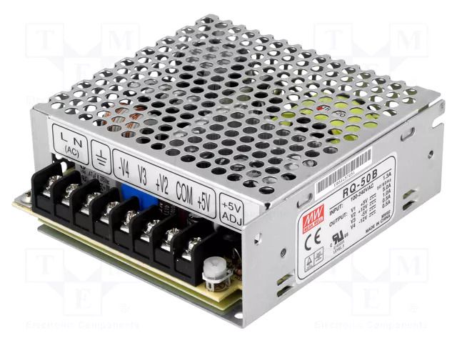 Power supply: switching; for building in,modular; 45.5W; 5VDC MEAN WELL RQ-50B