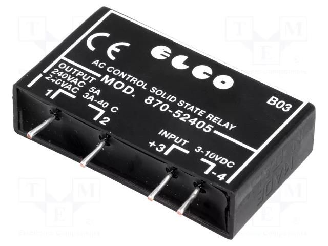 Relay: solid state; SPST-NO; Ucntrl: 3÷10VDC; 5A; 12÷275VAC ELCO SRL SSR-870-52405