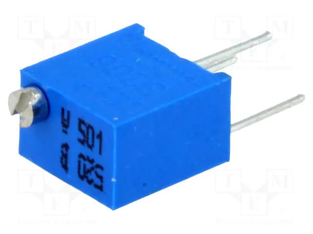 Potentiometer: mounting; multiturn; 500Ω; 250mW; ±10%; linear; THT SR PASSIVES T67W-500R