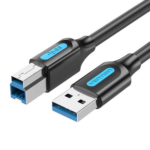 USB 3.0 A to B print cable Vention COOBI 2A 3m Black PVC, Vention COOBI