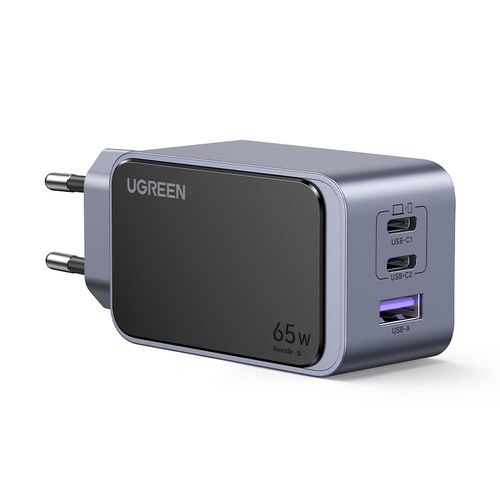 Wall Quick Charger Nexode S GaN 65W USB-A + 2xUSB-C QC4.0+ PD3.0, Grey UGREEN/35042 6941876230426