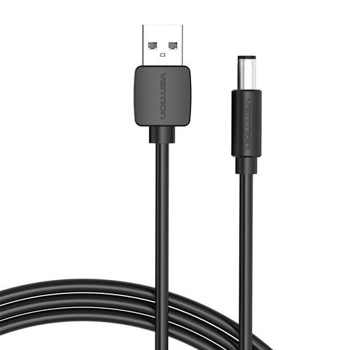 Power Cable USB 2.0 to DC 5.5mm Barrel Jack 5V Vention CEYBG 1,5m (black), Vention CEYBG