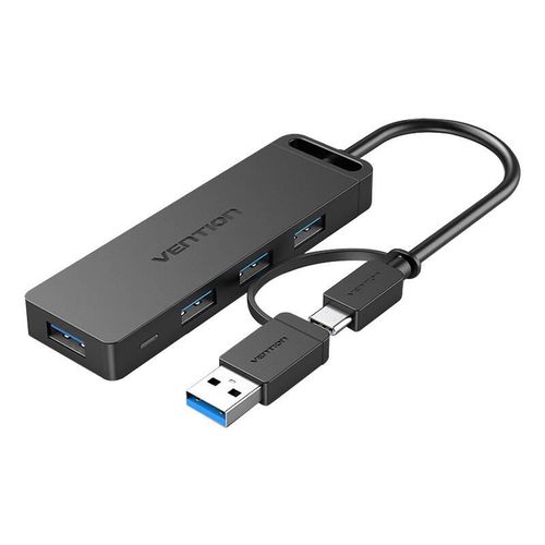 Huib 2in1 USB-C Interface, 4-port USB 3.0 and Power Adapter Vention CHTBB 0.15m, Vention CHTBB