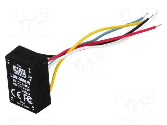 Converter: DC/DC; 12W; Uin: 9÷36VDC; Uout: 2÷40VDC; Iin: 530mA; IP67 MEAN WELL LDB-300LW
