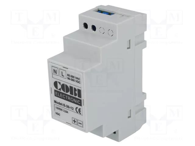 Power supply: switching; for DIN rail; 30W; 12VDC; 2.5A; 85÷265VAC COBI ELECTRONIC CS-30-12