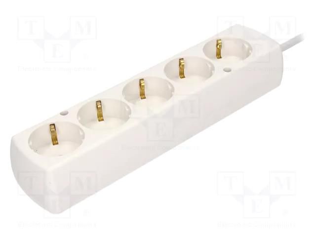 Extension lead; 3x1.5mm2; Schuko; Sockets: 5; PVC; white; Len: 10m JONEX PS-570S/1.5-10.0