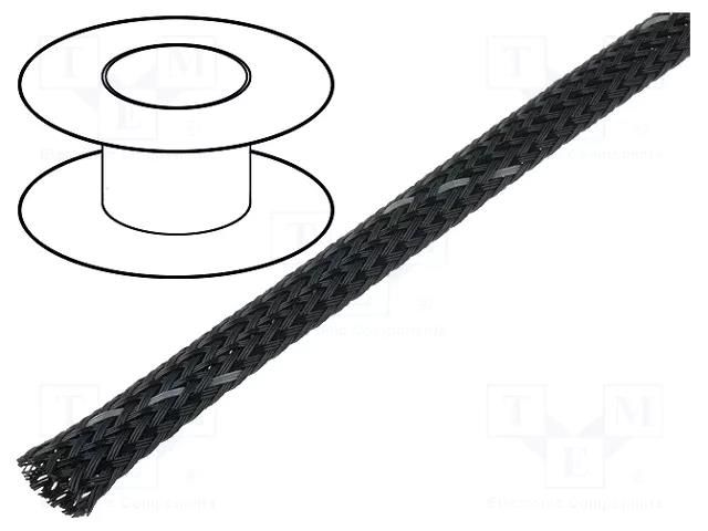 Braid; polyester; dark grey; Package: 100m; ØBraid : 4÷9nom.5mm 4CARMEDIA OPL.05-BK/GY