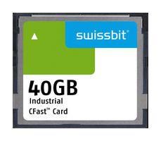 INDUSTRIAL CFAST FLASH MEMORY CARD, 40GB SFCA040GH1AO2TO-I-6B-21P-STD