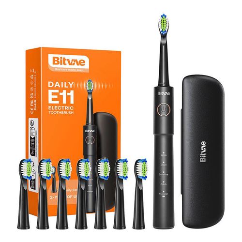 Sonic toothbrush with tip set and case Bitvae BV E11 (black), Bitvae BV E11 Black