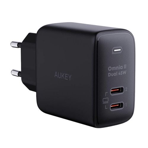 Wall Charger Aukey PA-B4T, 2xUSB-C, 45W (black), Aukey PA-B4T