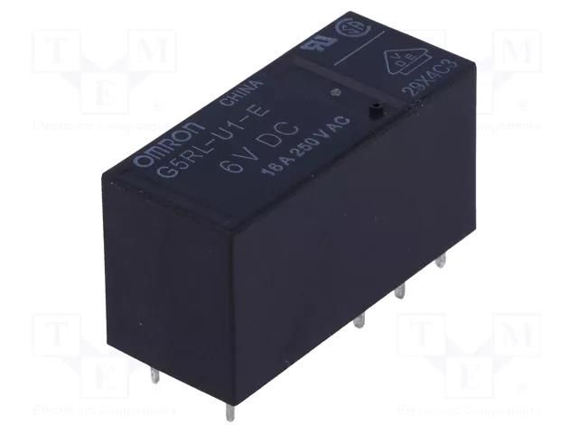 Relay: electromagnetic; SPDT; Ucoil: 6VDC; Icontacts max: 16A; PCB OMRON Electronic Components G5RL-U1-E-6DC