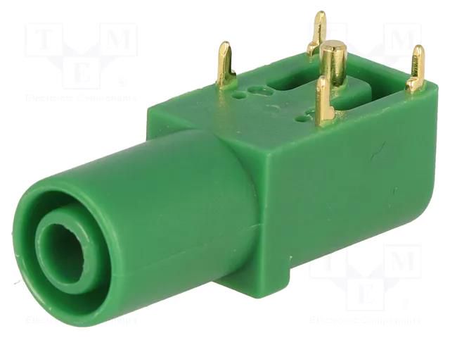 Connector: 4mm banana; socket; 24A; 33mm; green; gold-plated CLIFF FCR7350G