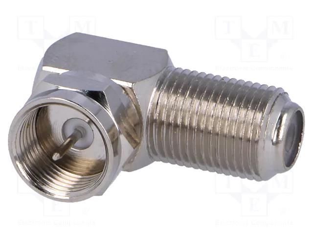 Coupler; F socket,F plug; angled 90°; 75Ω; polypropylene; 1GHz AMPHENOL RF F5072A2NPPT75