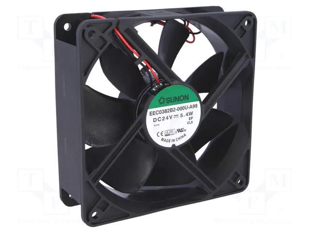 Fan: DC; axial; 24VDC; 120x120x38mm; 197.2m3/h; 44dBA; ball; 24AWG SUNON EEC0382B2-A99