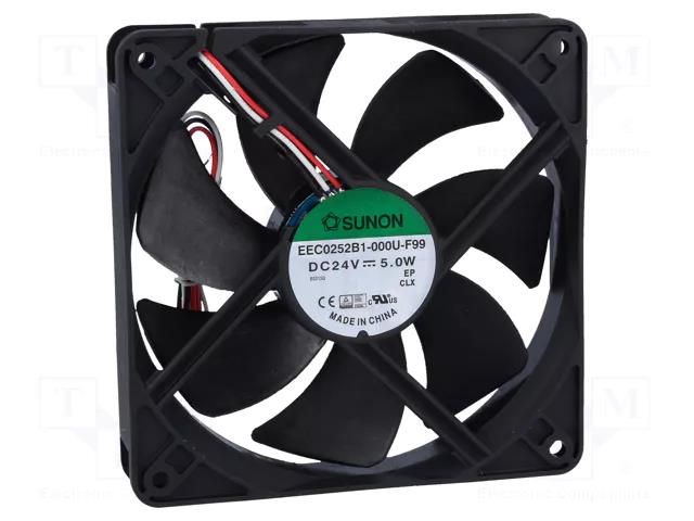 Fan: DC; axial; 24VDC; 120x120x25mm; 183.8m3/h; 44.5dBA; ball; 24AWG SUNON EEC0252B1-F99