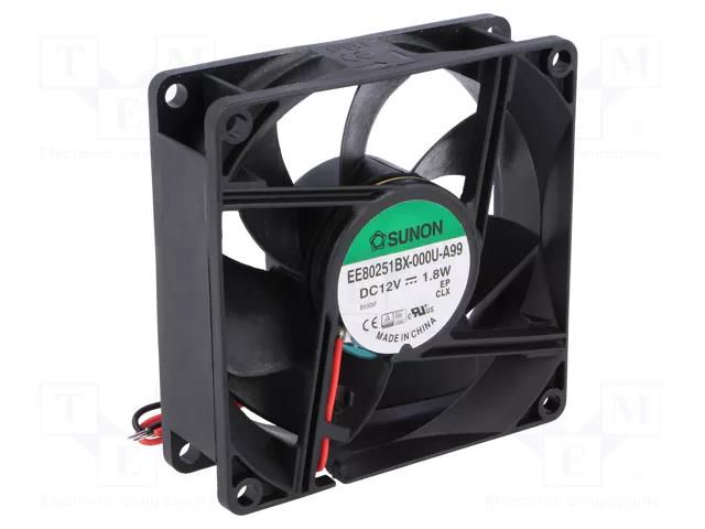 Fan: DC; axial; 12VDC; 80x80x25mm; 76.5m3/h; 38dBA; ball; Len: 300mm SUNON EE80251BX-A99