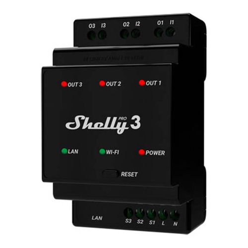 Shelly Pro 3 DIN Rail 3-channel Relay, WiFi/LAN, Shelly Pro3