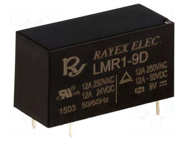 Relay: electromagnetic; SPDT; Ucoil: 9VDC; 12A; 12A/250VAC; LMR1 Recoy/RAYEX ELECTRONICS LMR1-9D