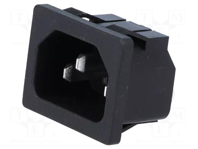 Connector: AC supply; socket; male; 10A; 250VAC; C14 (E); IEC 60320 ADAM TECH IEC-C-3