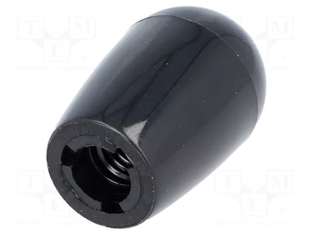 Conical knob; Int.thread: M6; 16mm; Base dia: 12mm; Ømax: 16mm ELESA+GANTER I.622/25-M6-BK