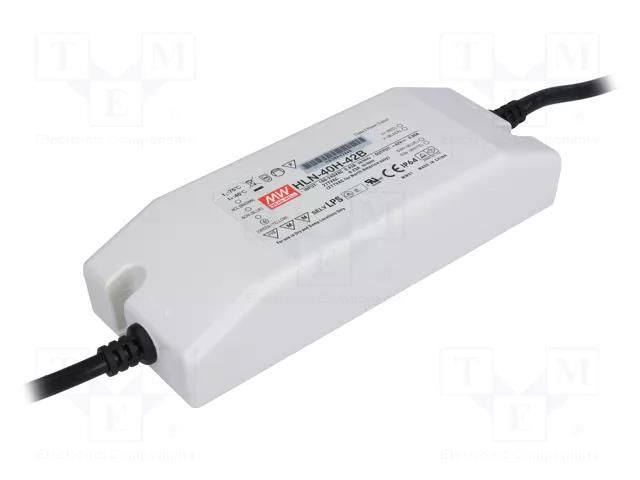 Power supply: switching; LED; 40.3W; 42VDC; 0.96A; 90÷305VAC; IP64 MEAN WELL HLN-40H-42B