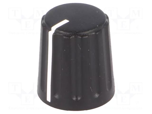 Knob; conical,with pointer; ABS; Øshaft: 6mm; Ø15.5x17.1mm; black SR PASSIVES GW15B