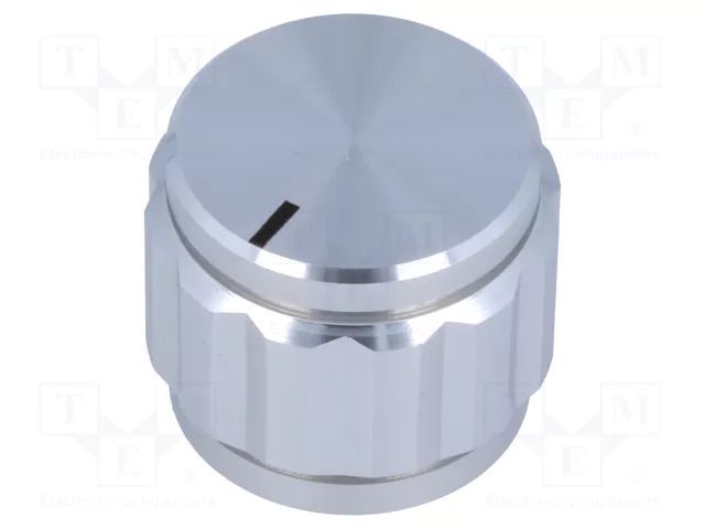 Knob; with pointer; aluminium; Øshaft: 6.35mm; Ø22x19mm; silver SR PASSIVES GS6.4-22X19