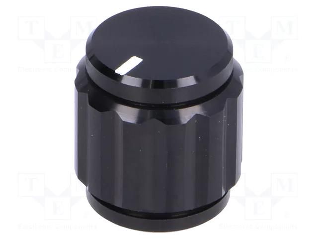 Knob; with pointer; aluminium; Øshaft: 6.35mm; Ø15x16.5mm; black SR PASSIVES GC6.4-15X16.5