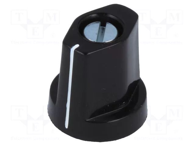 Knob; with flange,with pointer; plastic; Øshaft: 4mm; black MENTOR G355.41