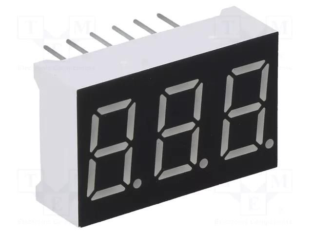 Display: LED; 7-segment; 9.14mm; 0.36"; No.char: 3; green; 4.8mcd WENRUN LTD036BAG-101A