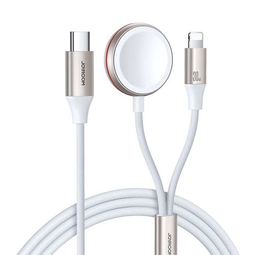 Fast Charging Magnetic Charger 2-in-1 Joyroom S-IW012 30W 1.5m (White), Joyroom S-IW012
