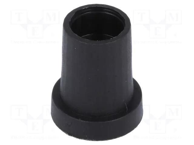 Knob; conical; thermoplastic; Øshaft: 6mm; Ø14x18mm; black; push-in CLIFF K85-14X18-BLK