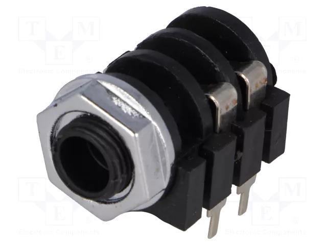 Connector: Jack 6,3mm; socket; female; mono,high; ways: 2; THT NINIGI JC-212