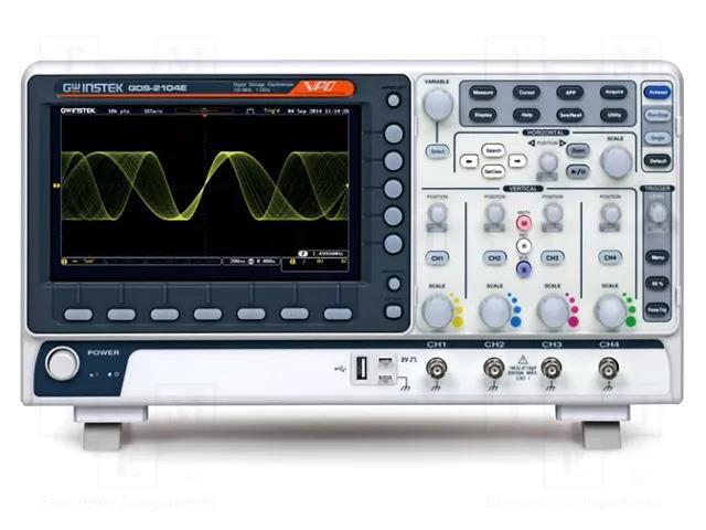 Oscilloscope: digital; DSO; Ch: 4; 100MHz; 1Gsps; 10Mpts; LCD TFT 8" GW INSTEK GDS-2104E