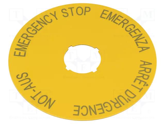 Description label; 90mm; for emergency button EATON ELECTRIC M22-XAK1